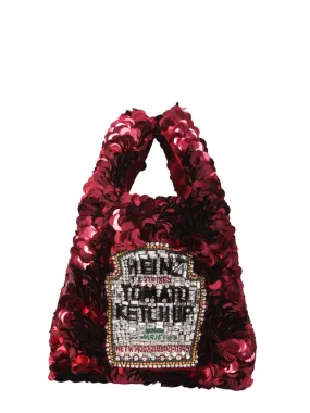 Anya Hindmarch Ketchup Sequin-Embellished Small Tote Bag