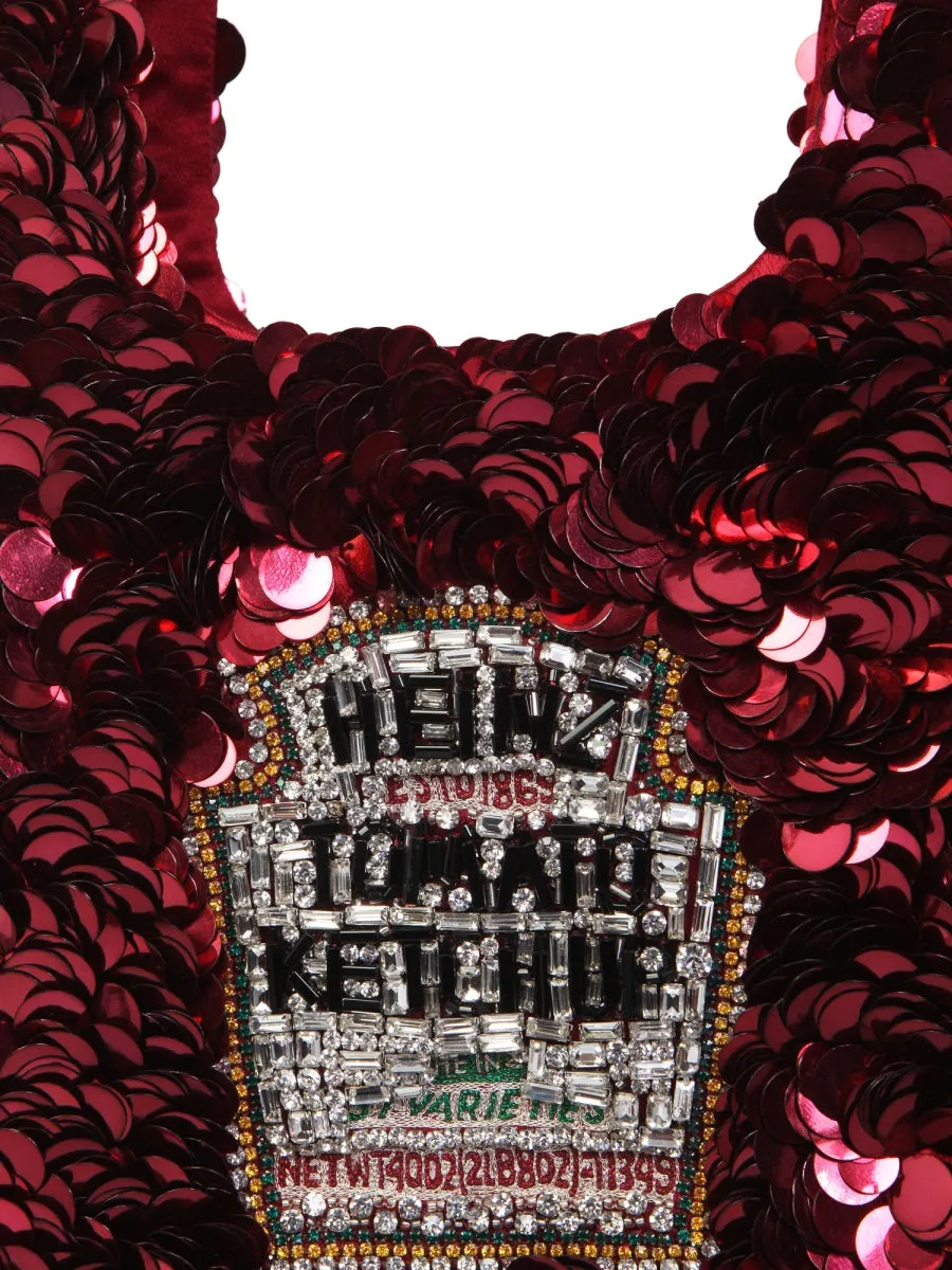 Anya Hindmarch Ketchup Sequin-Embellished Small Tote Bag