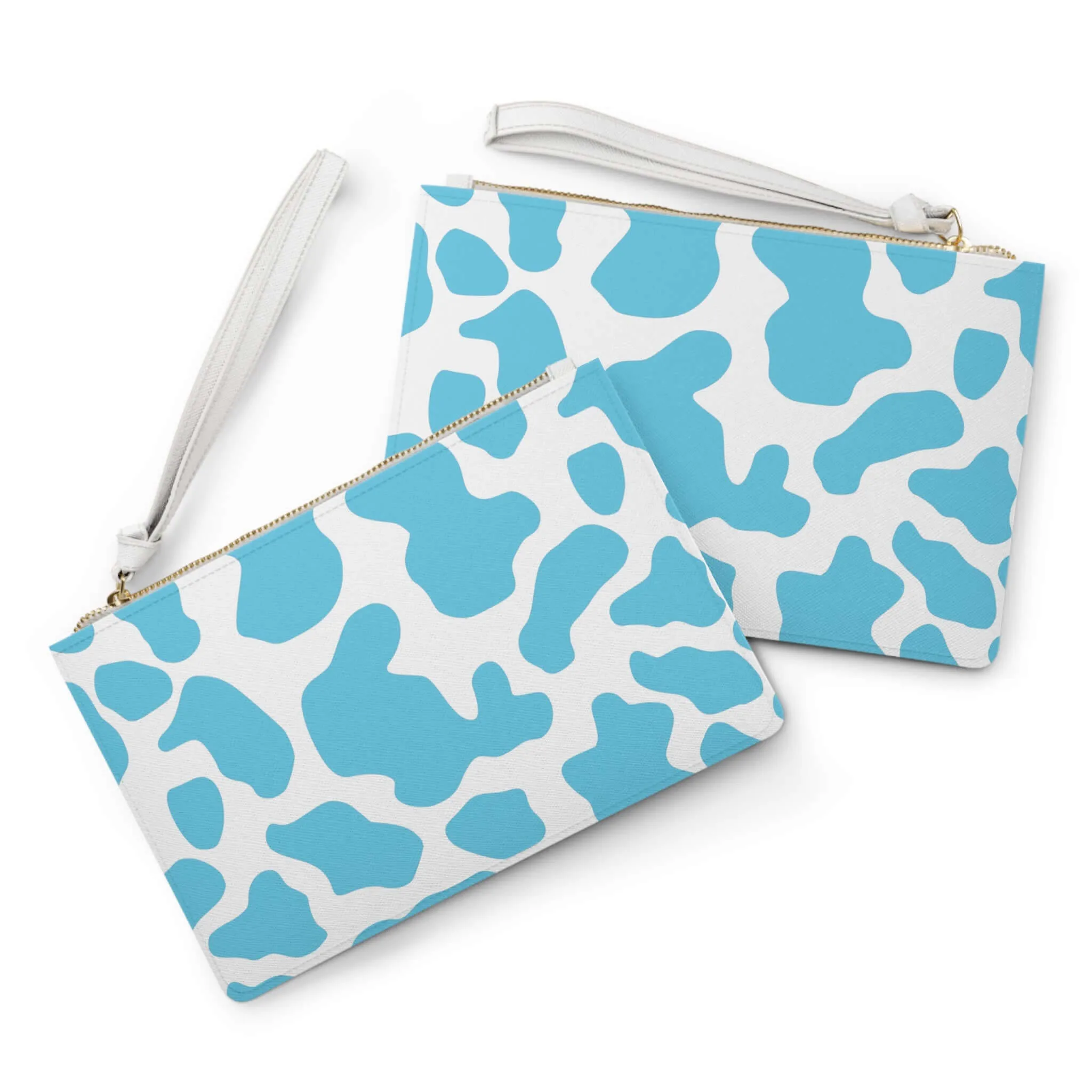 Aqua Cow print Clutch Bag