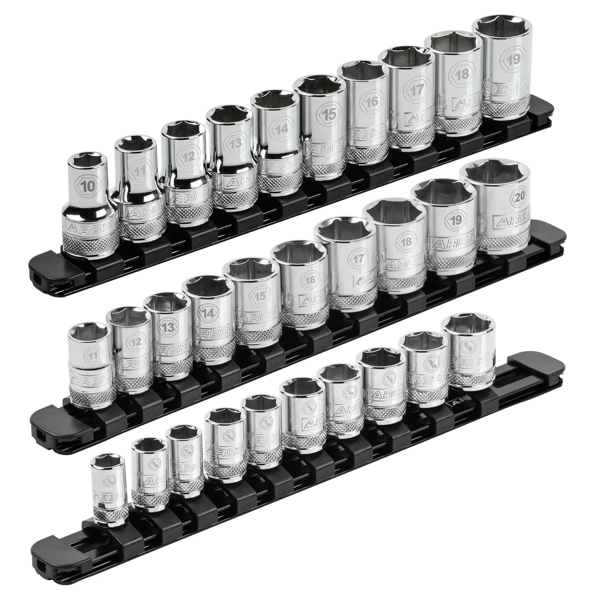 ARES 60108 - 3-Piece Black 9.84-Inch Aluminum Socket Rail Set with Locking End Caps