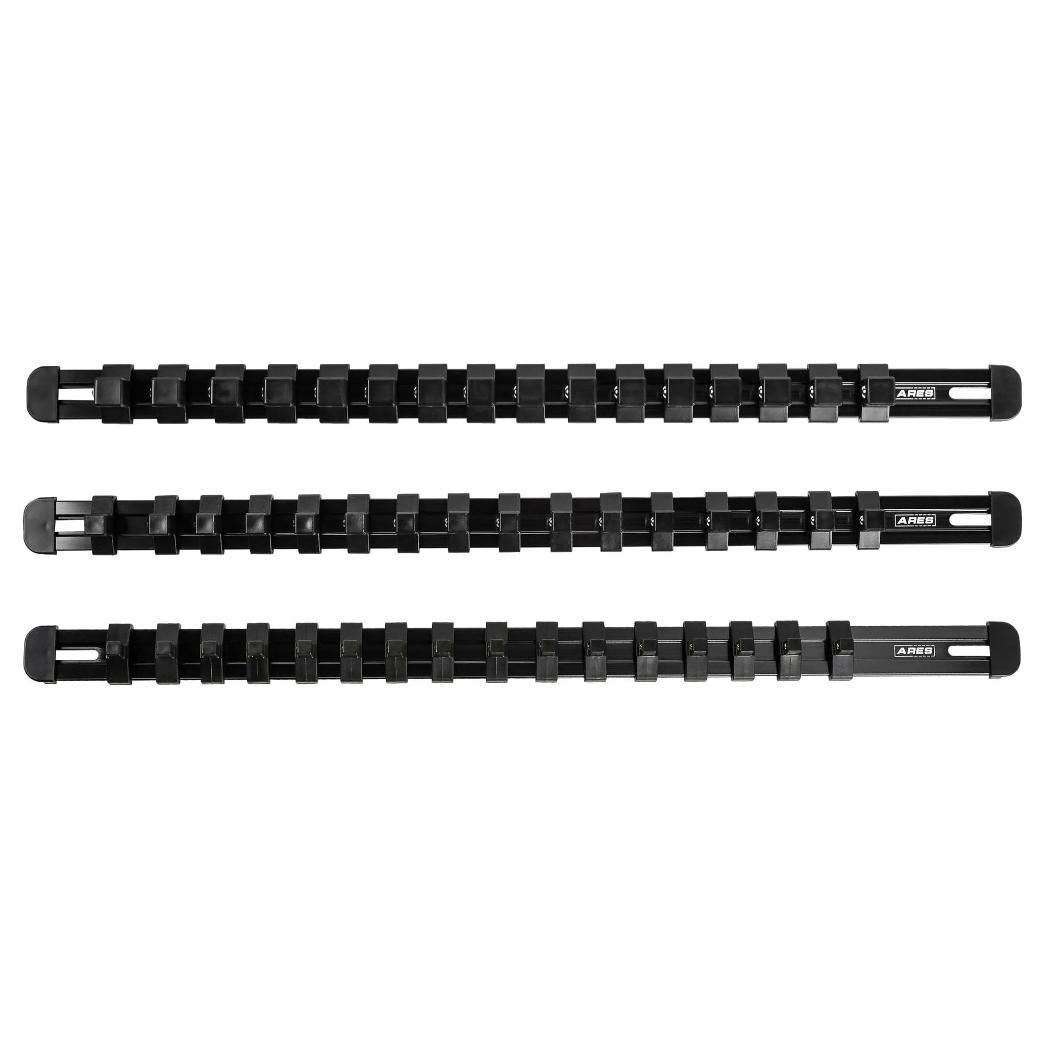 ARES 60123 - 3-Piece Black 17-Inch Aluminum Socket Rail Set with Locking End Caps