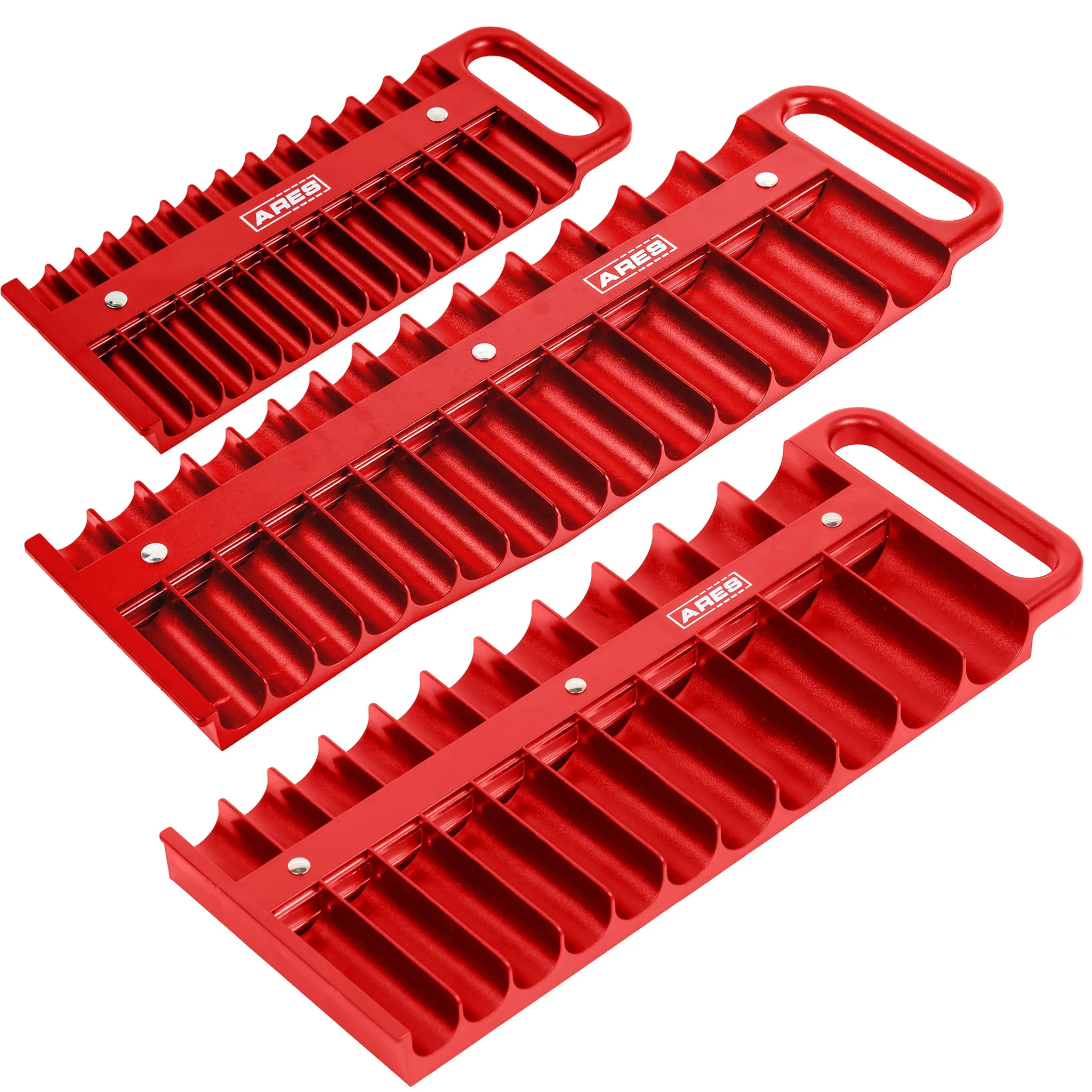 ARES 60161 - 3-Piece Red Magnetic Socket Holder Set