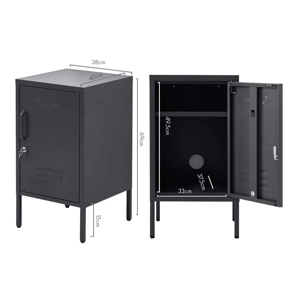 ArtissIn Mini Metal Locker Storage Shelf Organizer Cabinet Bedroom Black