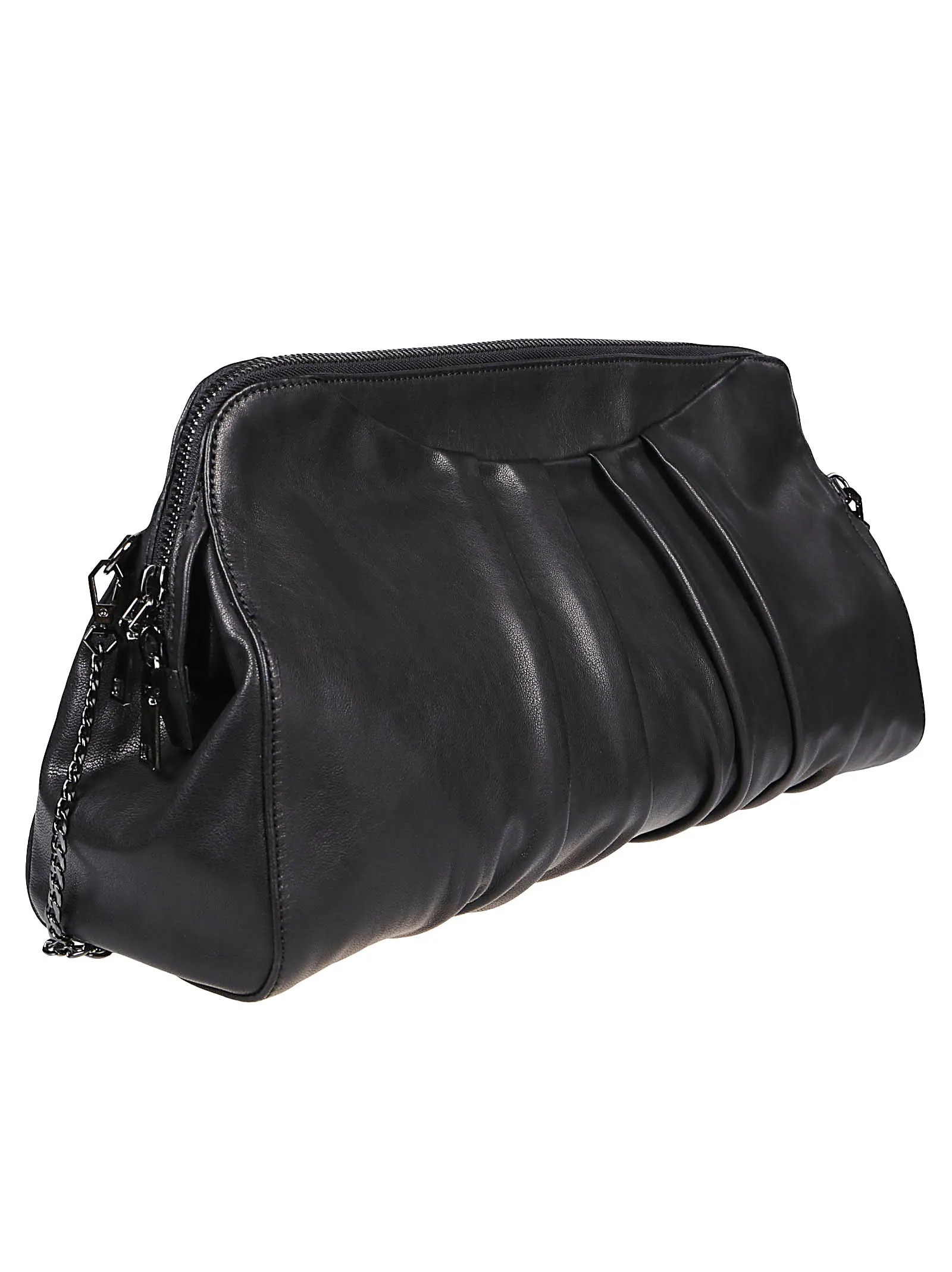 Ash Ruched Zip-Up Shoulder Bag