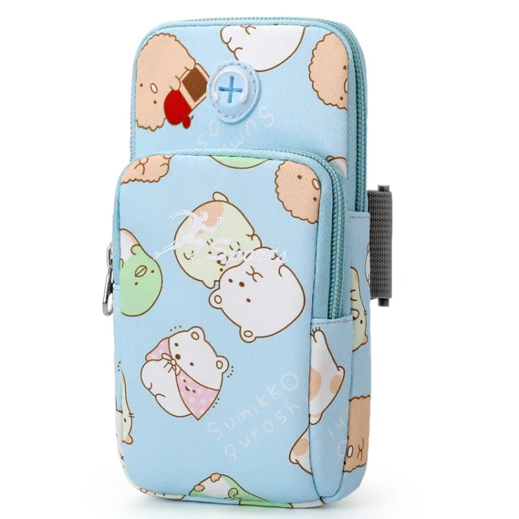 B095 Small Sports Mobile Phone Cartoon Arm Bag Wrist Fitness Bag(Fat Bear)