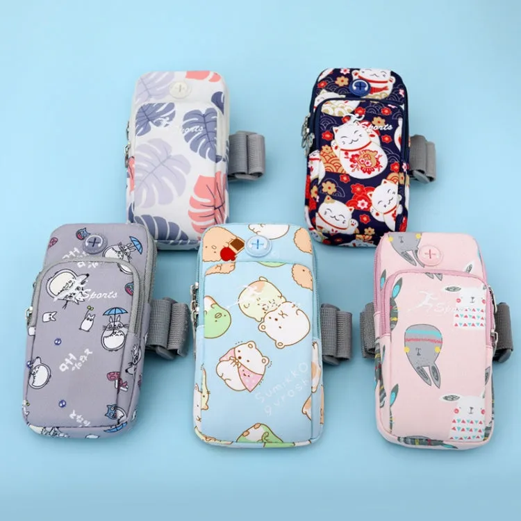 B095 Small Sports Mobile Phone Cartoon Arm Bag Wrist Fitness Bag(Fat Bear)