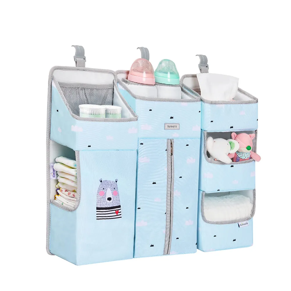 Baby Bedside Portable Crib Organizer - Blue