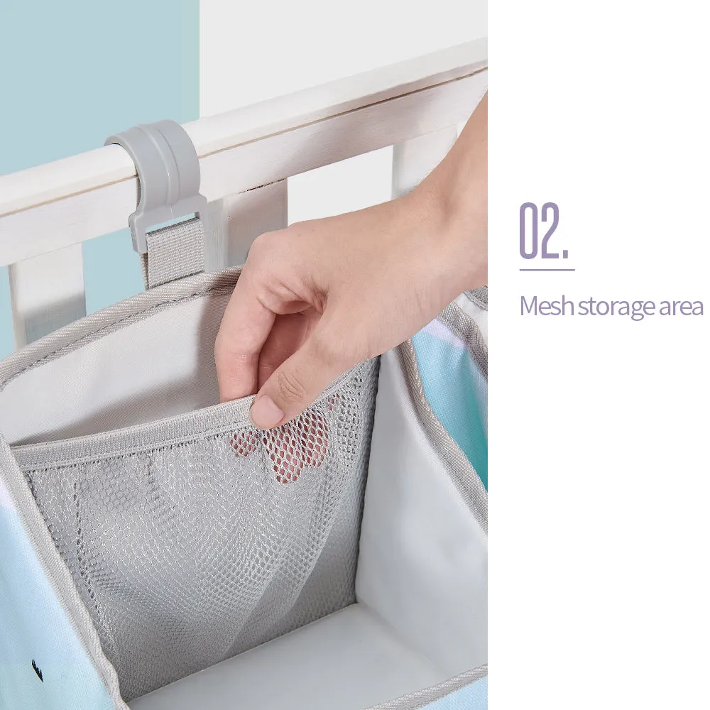 Baby Bedside Portable Crib Organizer - Blue