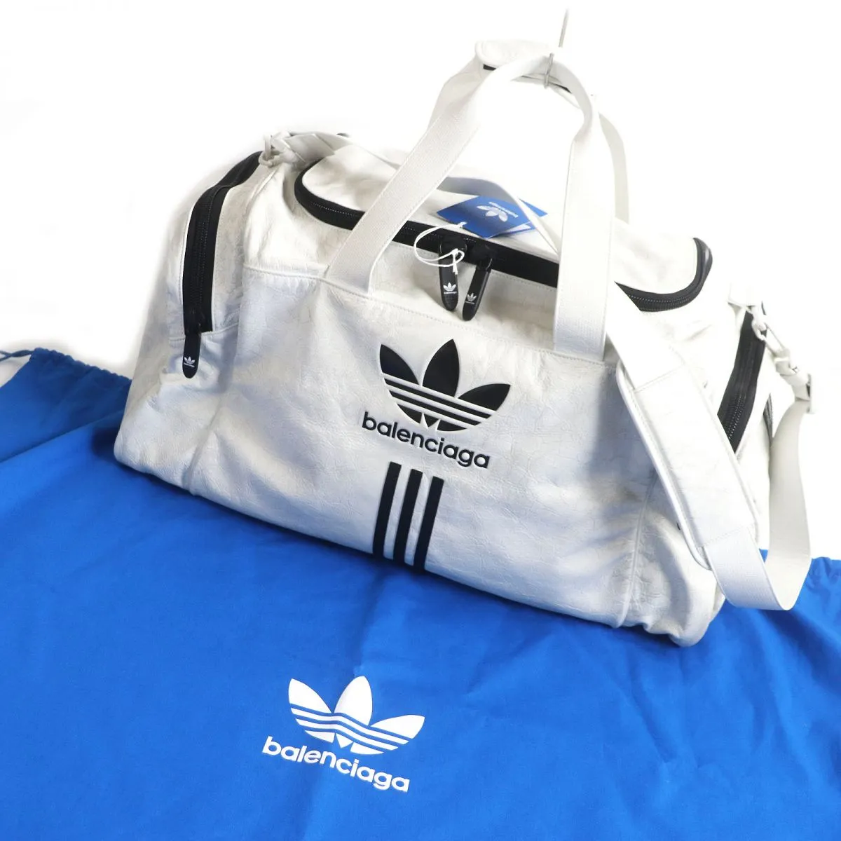 Balenciaga Adidas Lambskin Gym Bag White