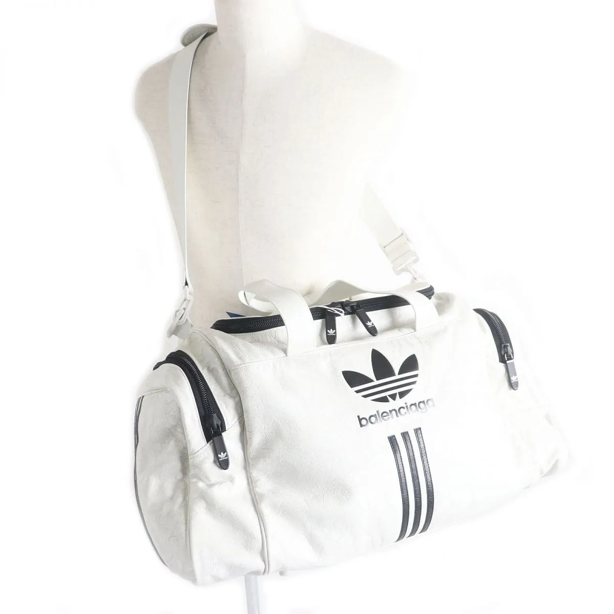 Balenciaga Adidas Lambskin Gym Bag White