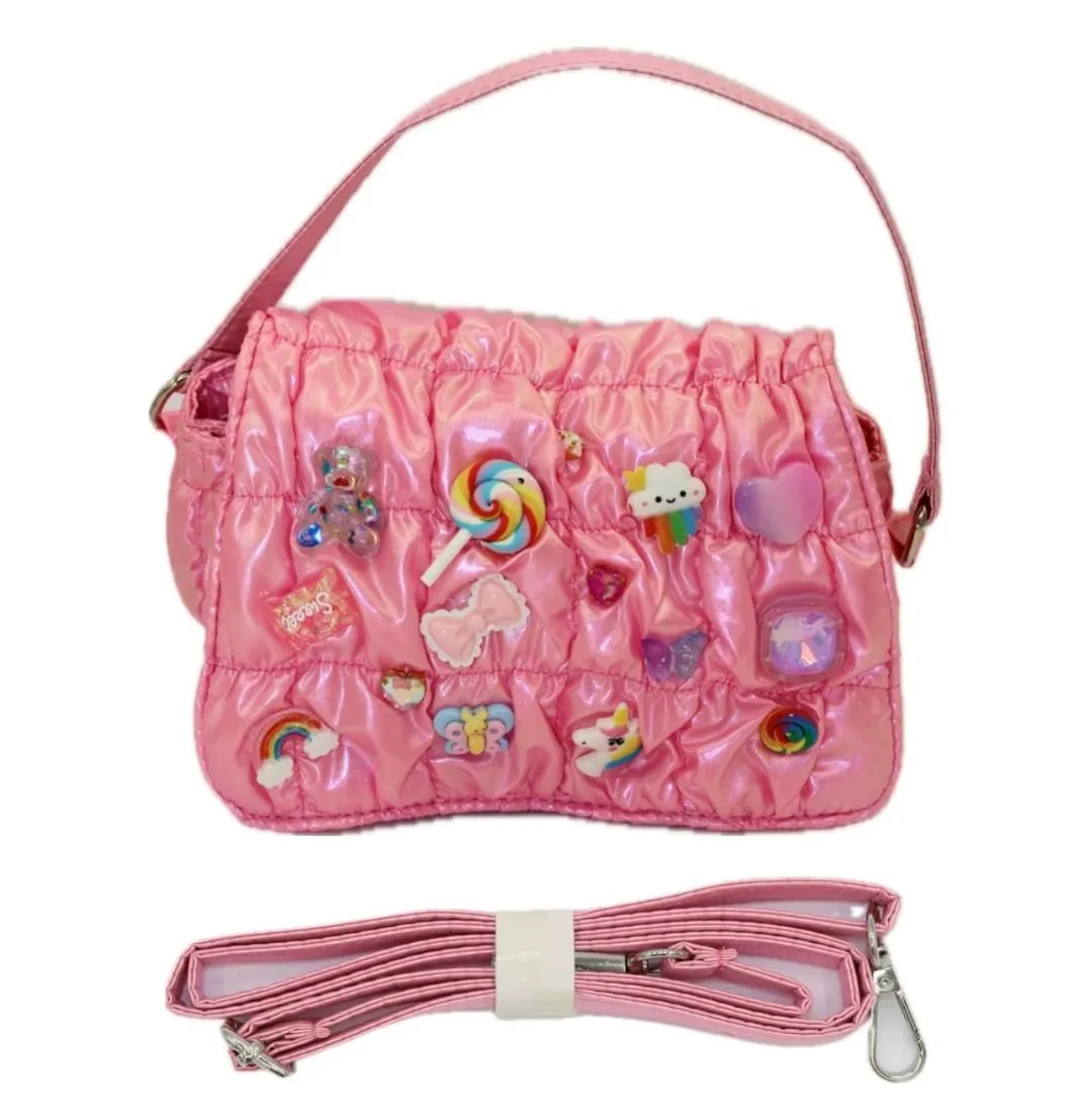 Bari Lynn Quilted Charms Handbag - Pink