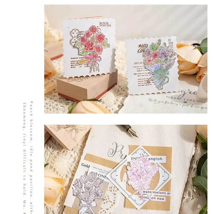 Beautiful Flower Bouquet Wooden Seal Stamp