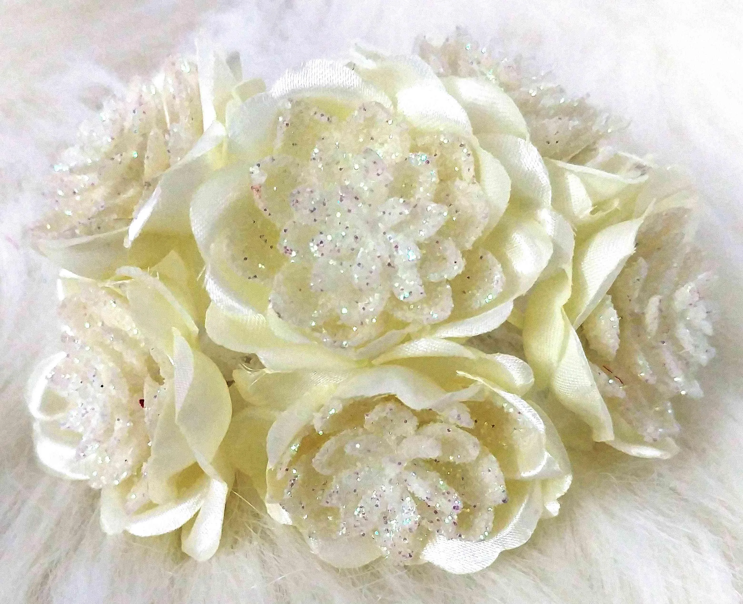 Beautiful Glittery Fabric Flowers for DIY Craft, Trousseau Packing or Decoration - Design 16