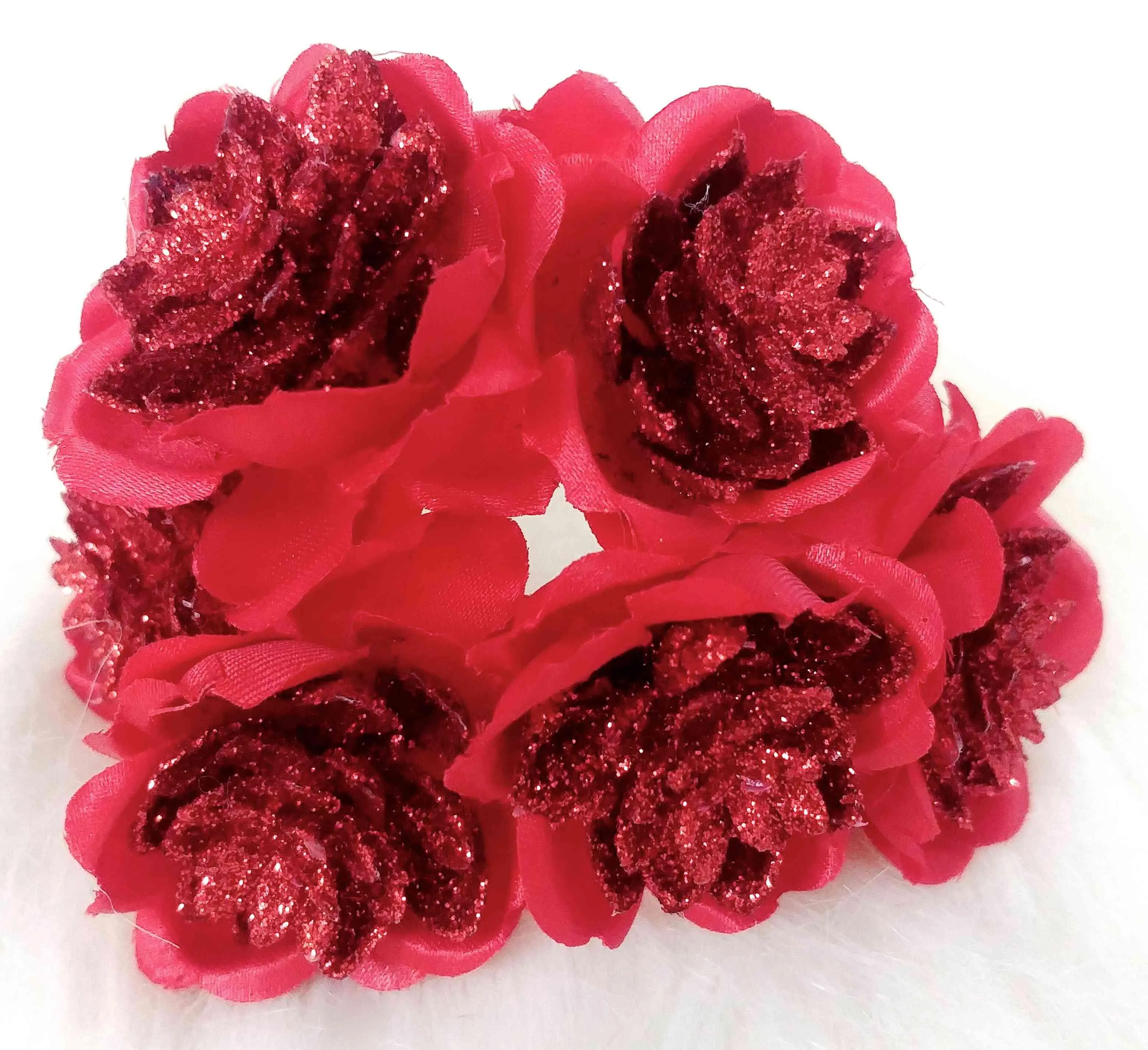 Beautiful Glittery Fabric Flowers for DIY Craft, Trousseau Packing or Decoration - Design 16