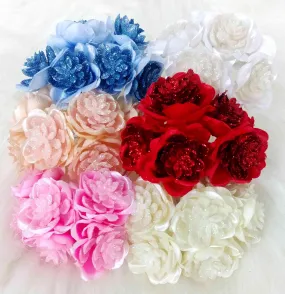 Beautiful Glittery Fabric Flowers for DIY Craft, Trousseau Packing or Decoration - Design 16