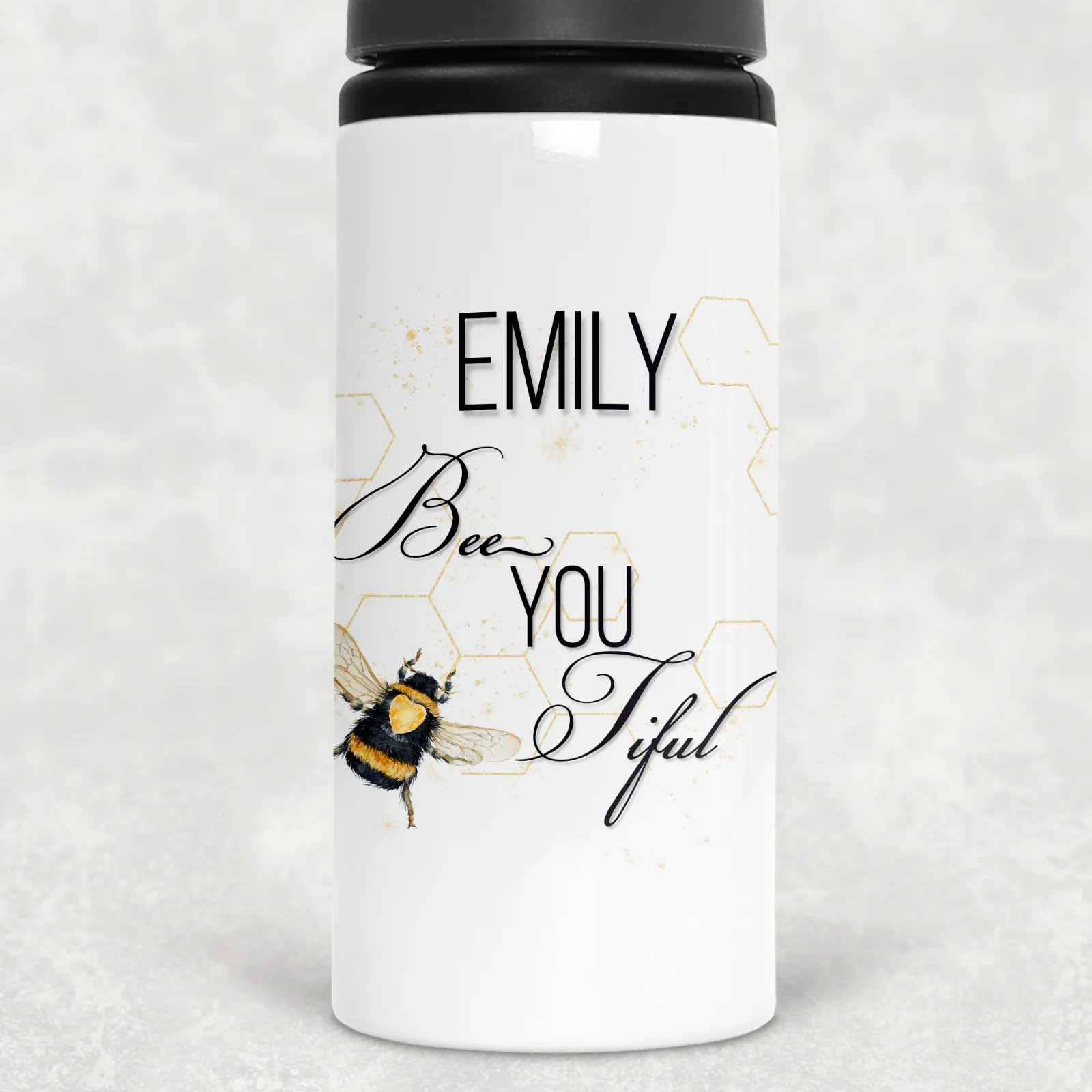 Bee You Tiful Positivity Personalised Aluminium Straw Water Bottle 650ml