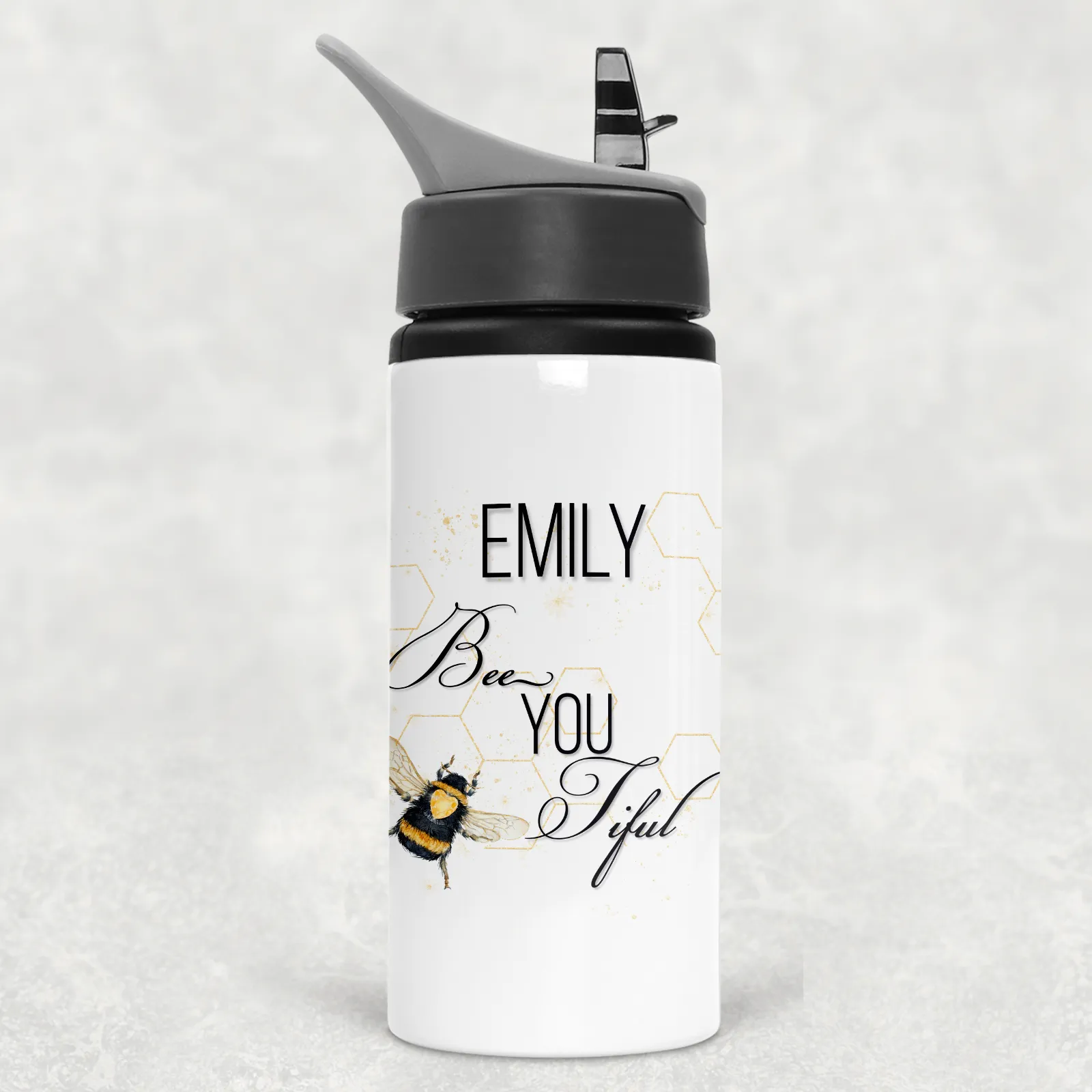 Bee You Tiful Positivity Personalised Aluminium Straw Water Bottle 650ml