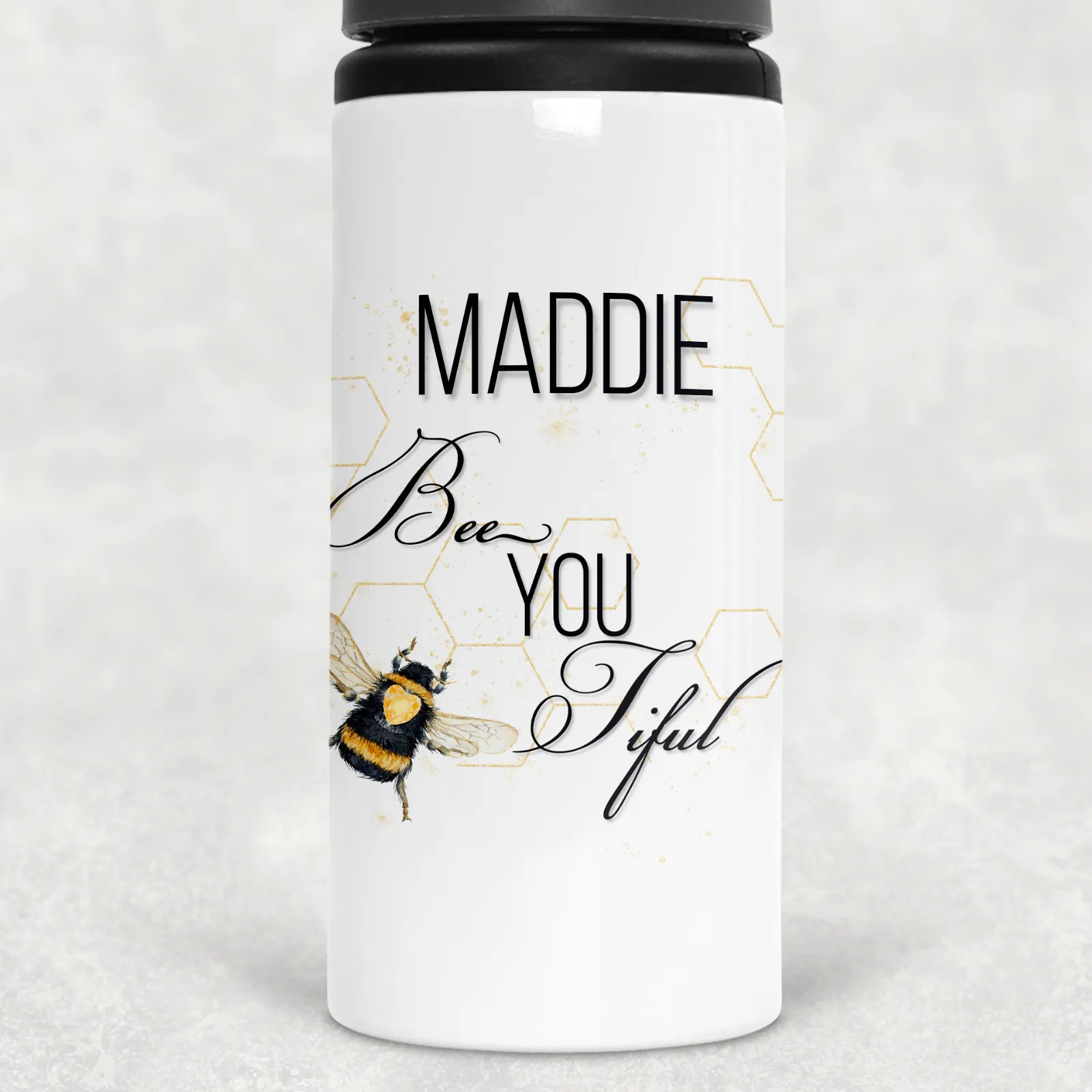 Bee You Tiful Positivity Personalised Aluminium Straw Water Bottle 650ml