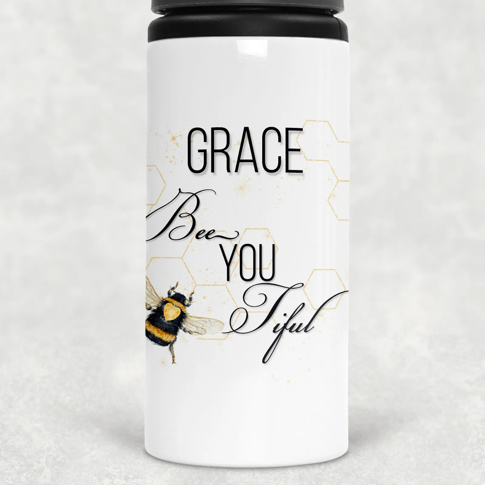 Bee You Tiful Positivity Personalised Aluminium Straw Water Bottle 650ml