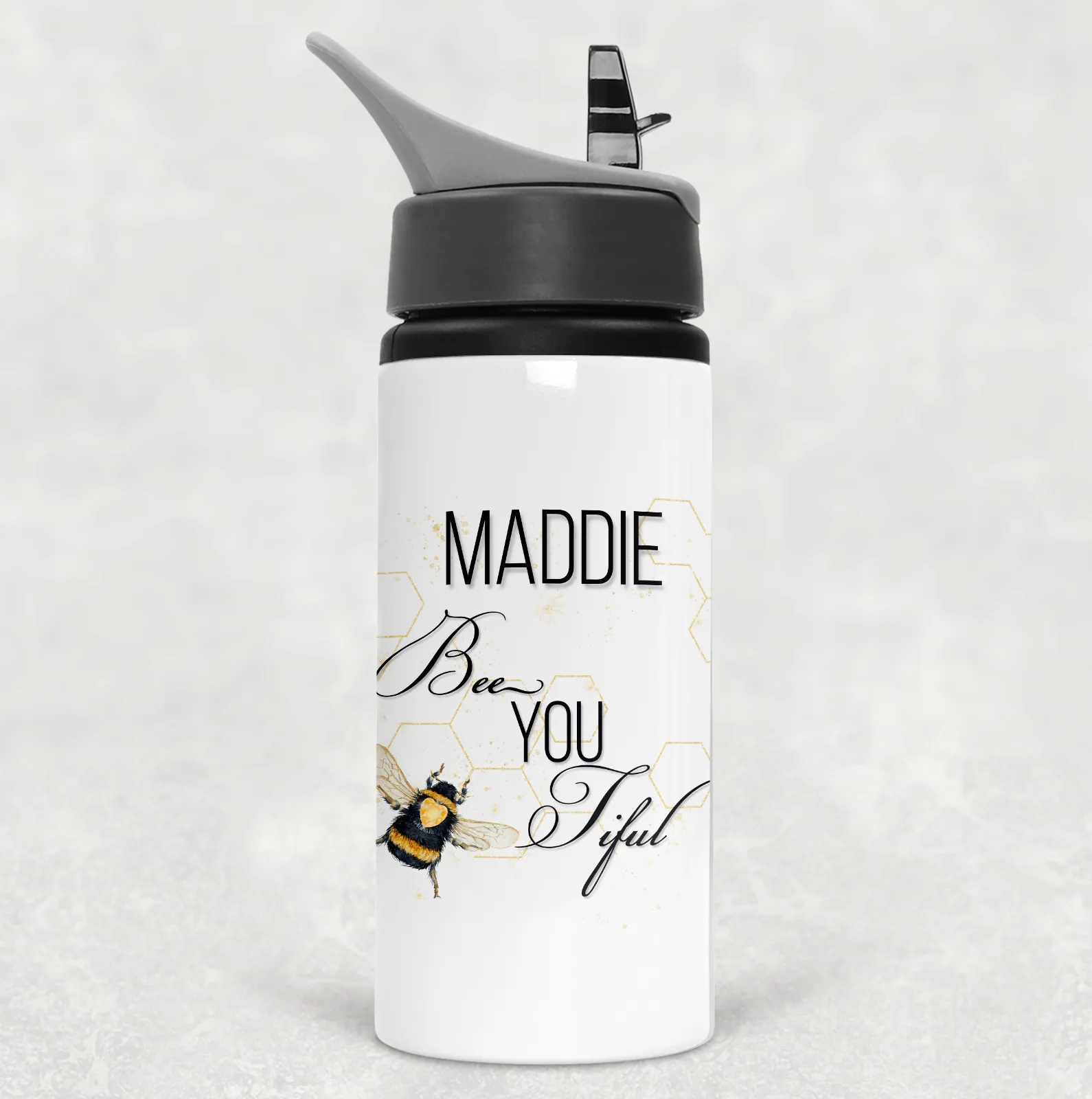 Bee You Tiful Positivity Personalised Aluminium Straw Water Bottle 650ml