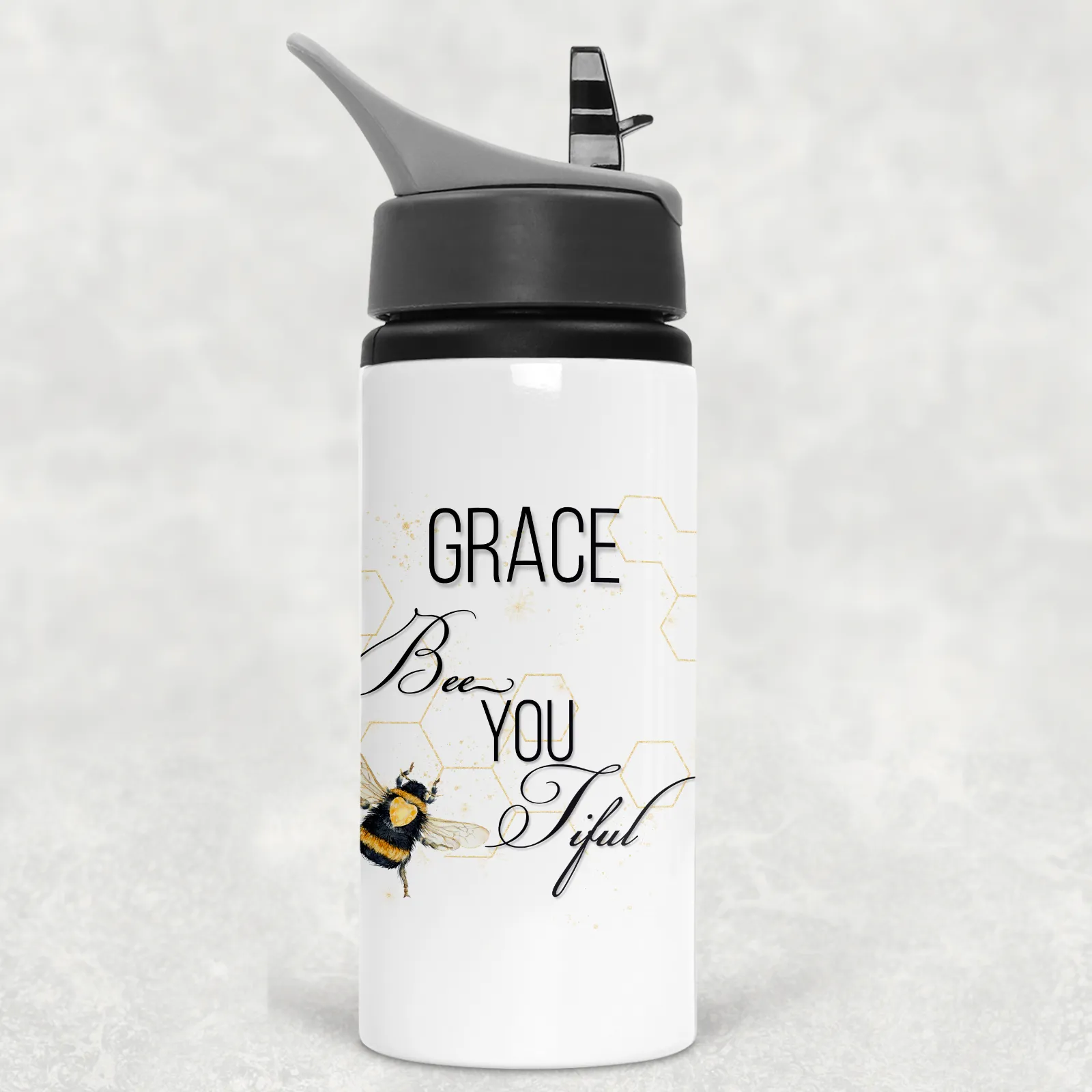 Bee You Tiful Positivity Personalised Aluminium Straw Water Bottle 650ml