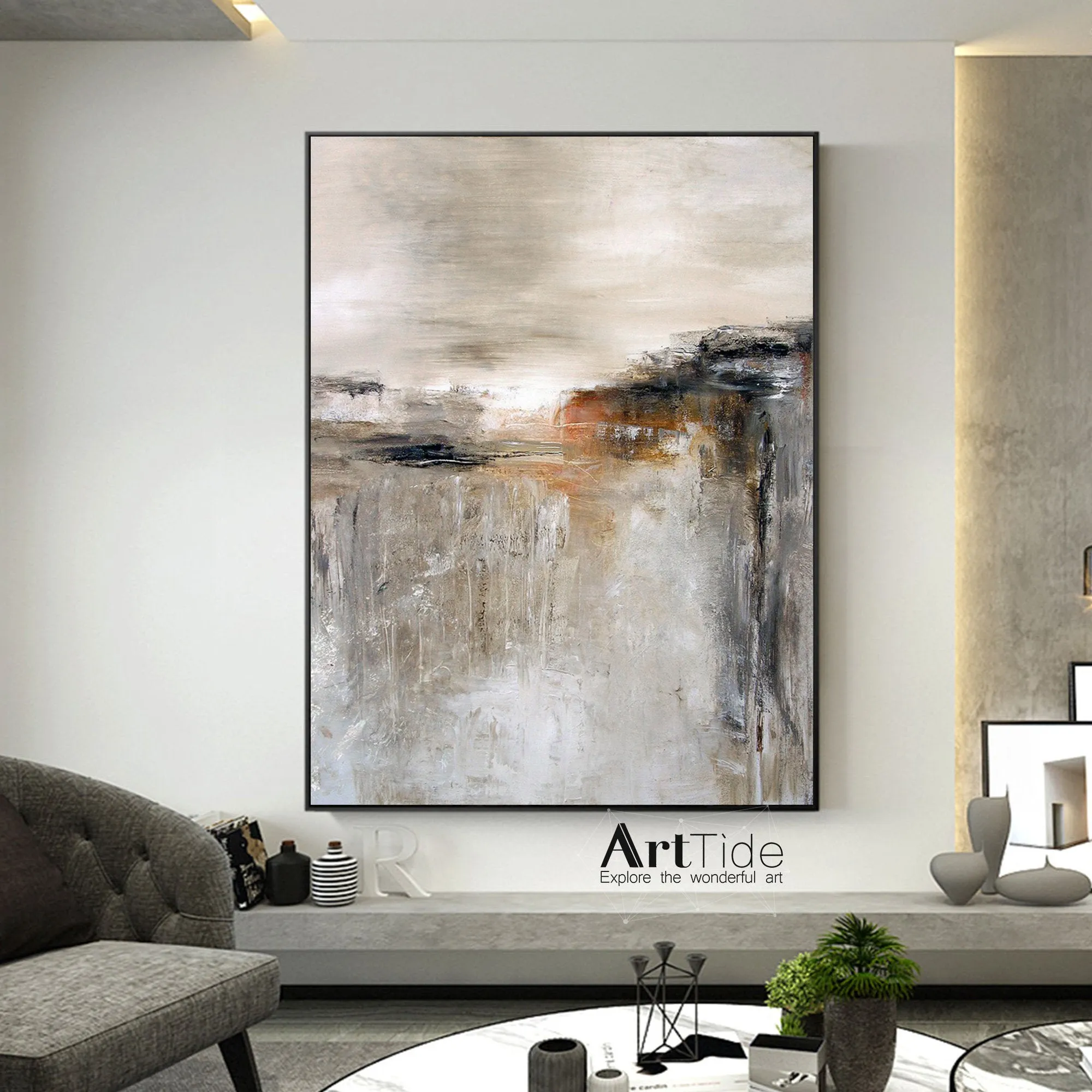 Beige And Brown Contemporary Art Rich Texture Painting Ap002