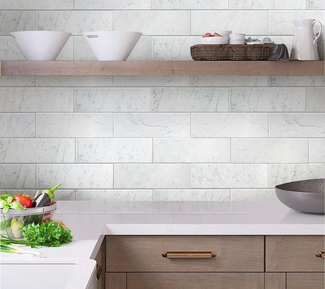 Bianco Carrara 4X12 Honed Marble Subway Tile