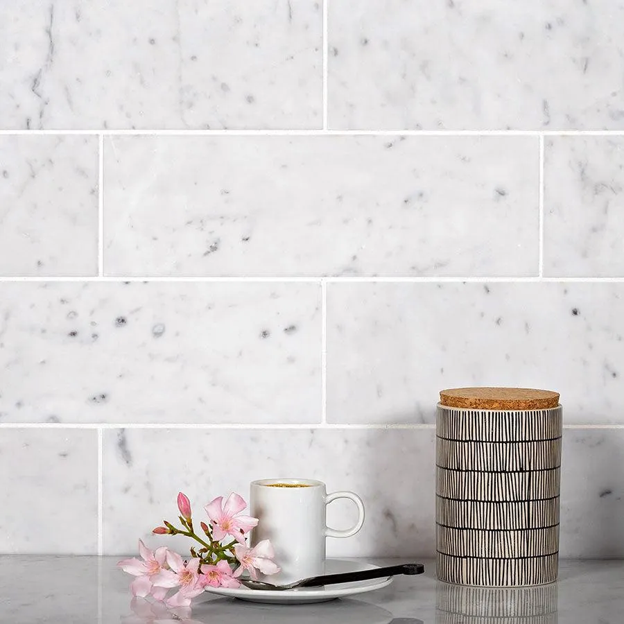 Bianco Carrara 4X12 Honed Marble Subway Tile