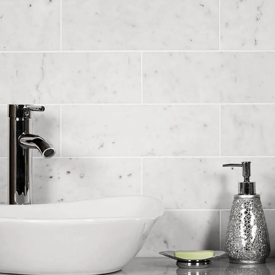 Bianco Carrara 4X12 Honed Marble Subway Tile