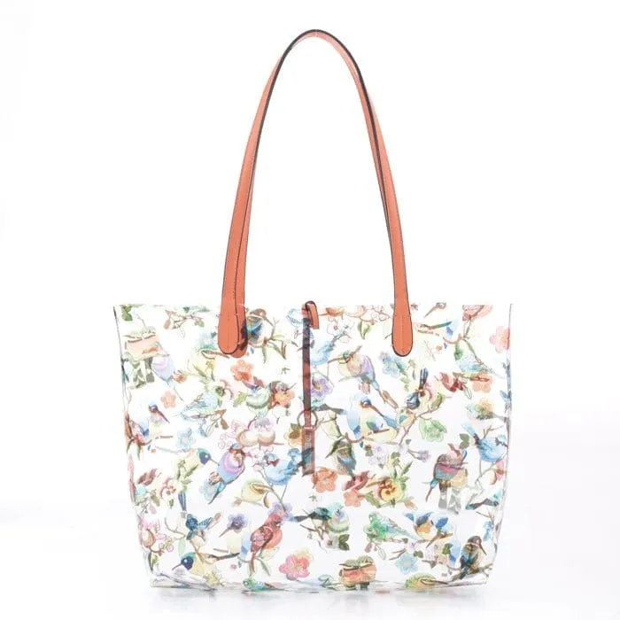 BJ5695S Spring Blue Bird Clear Plastic Tote Bag-in-a-Bag