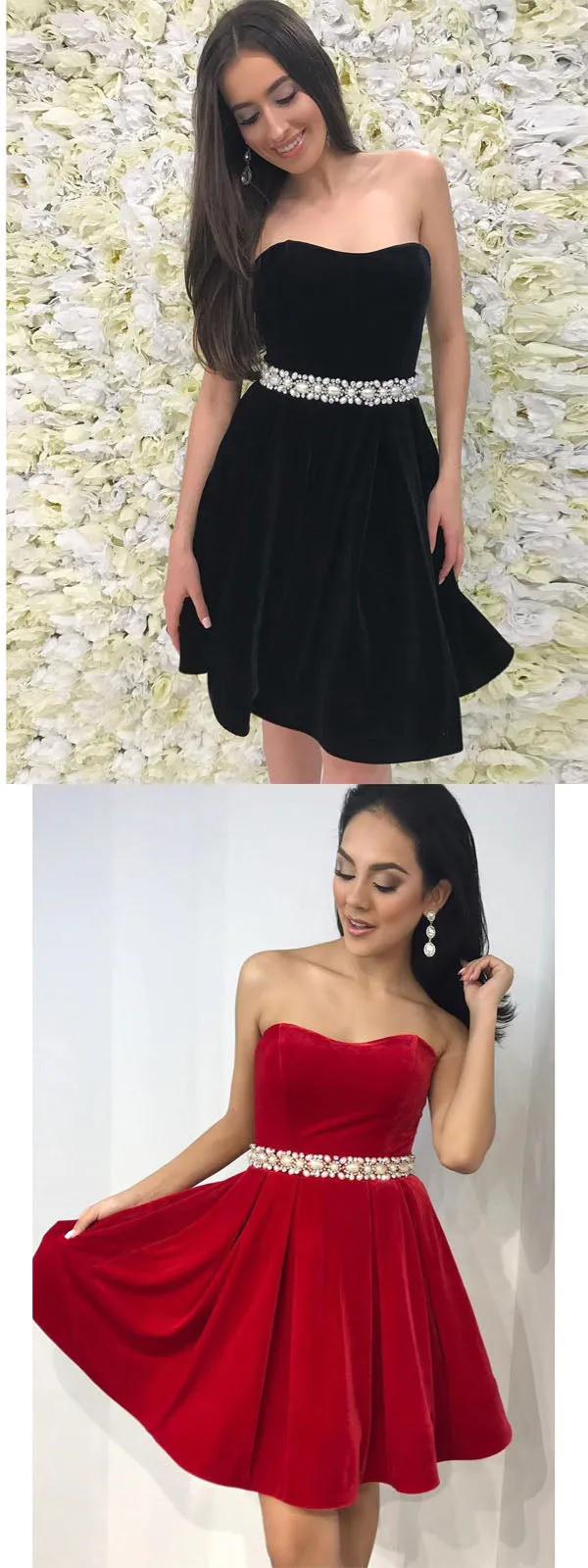 Black Simple Pearls Beaded Belt Cheap Short Homecoming Dresses homecoming prom gown dresses, BDY0106