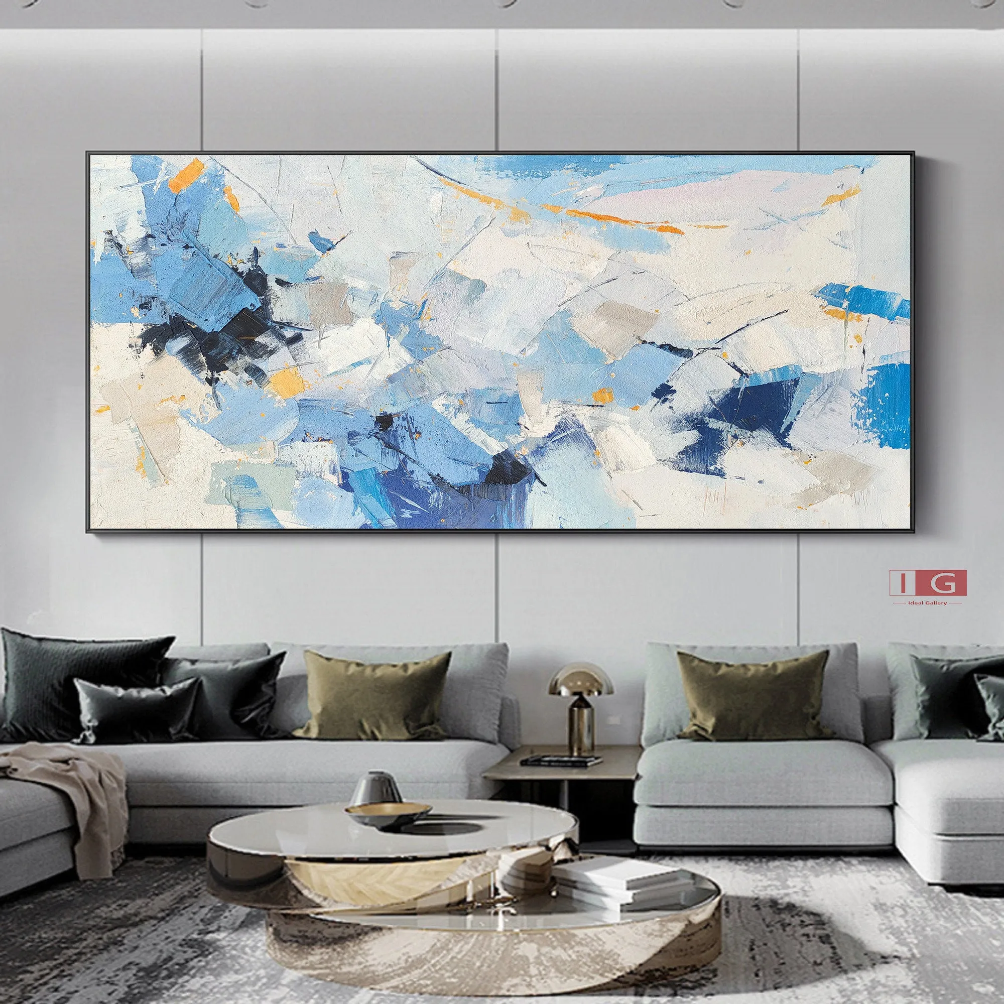 Blue And White Texture Painting Original Abstract Painting Qp056