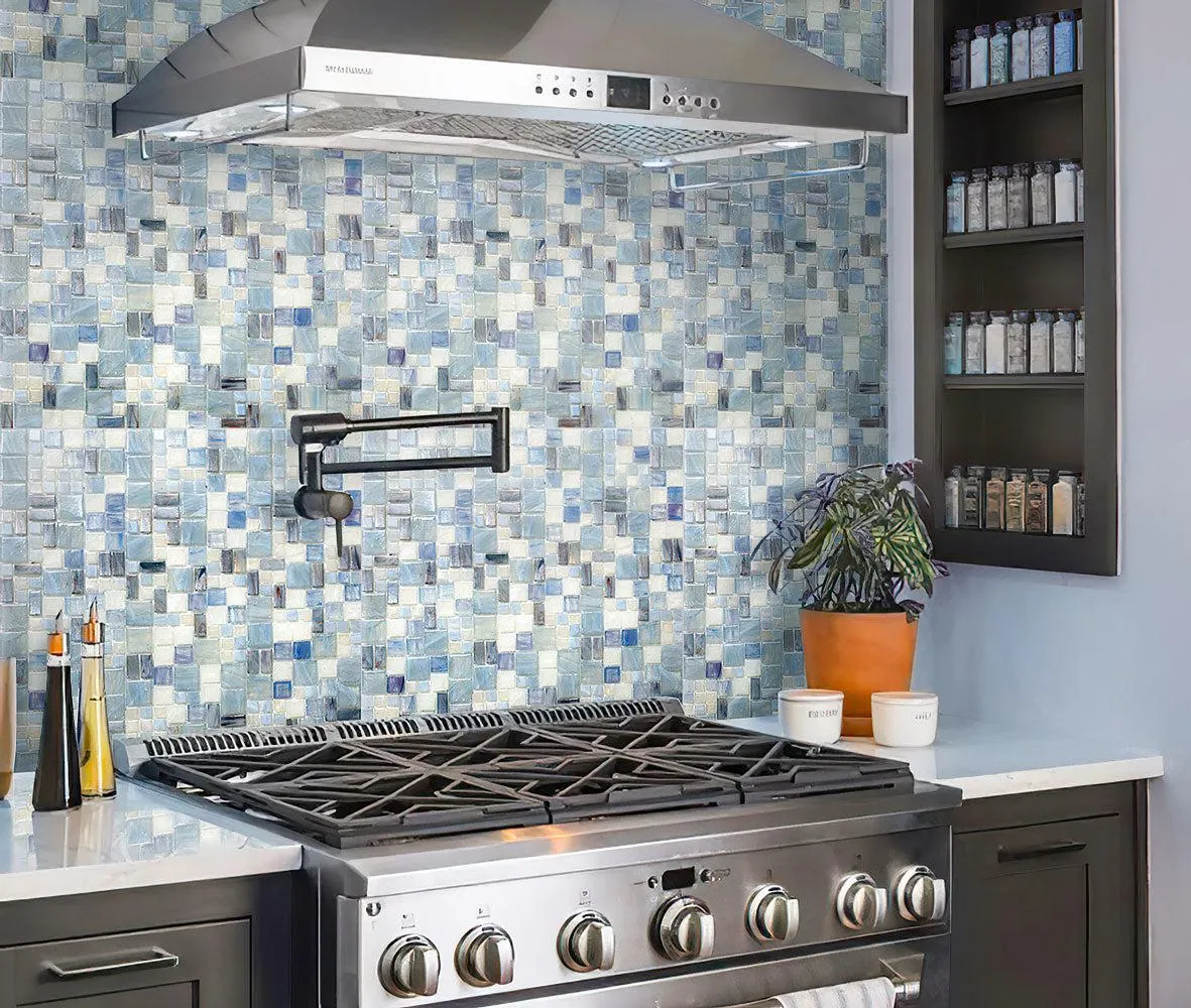 Blue Mini Versailles Glass Mosaic Tile