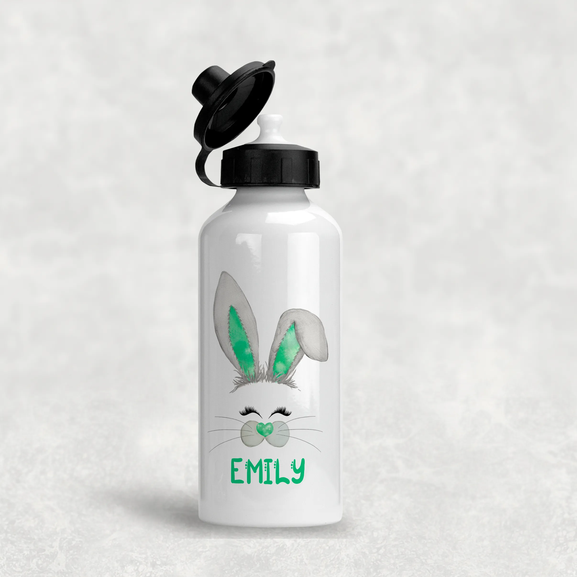 Bunny Rabbit Face Personalised Aluminium Water Bottle 400/600ml