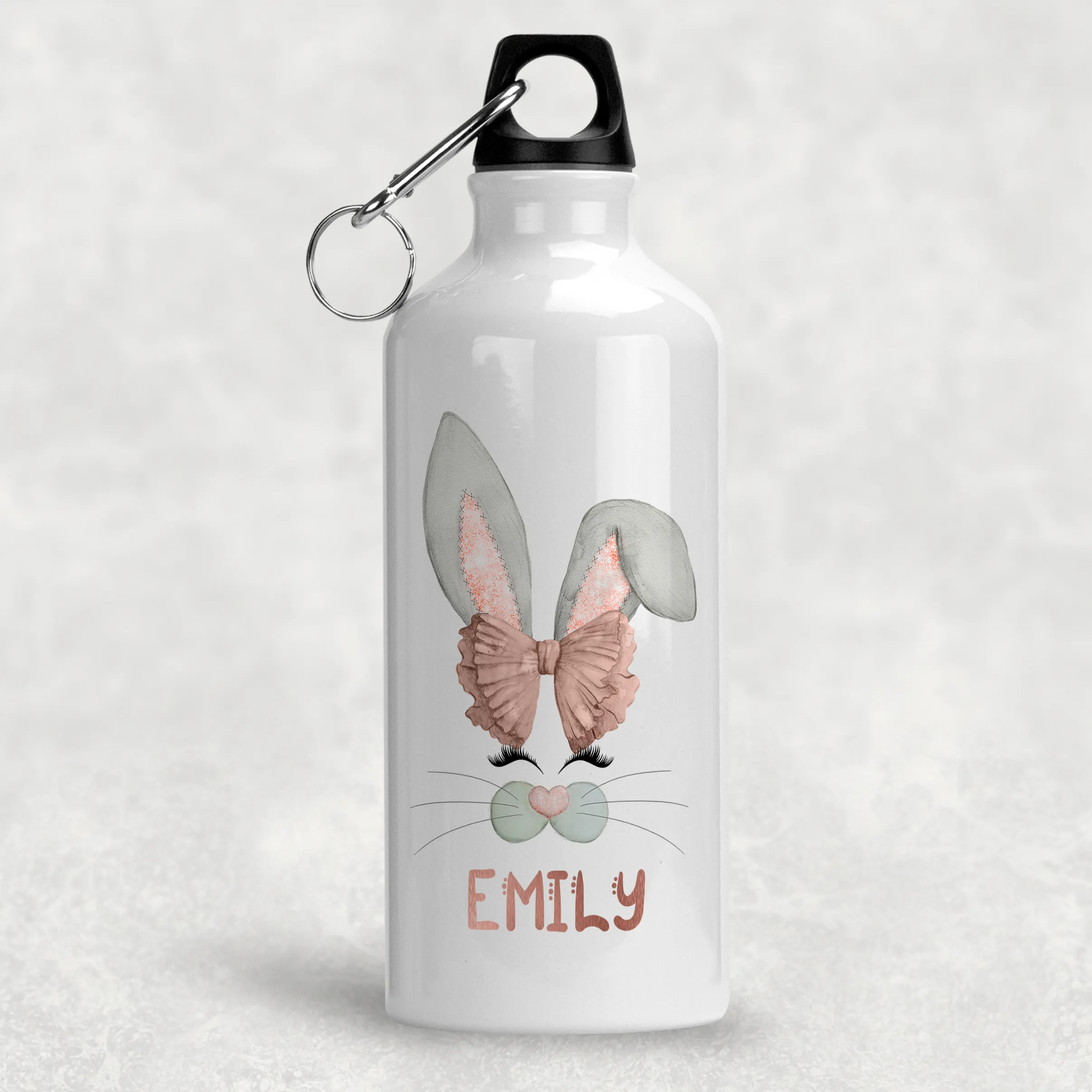 Bunny Rabbit Face Personalised Aluminium Water Bottle 400/600ml