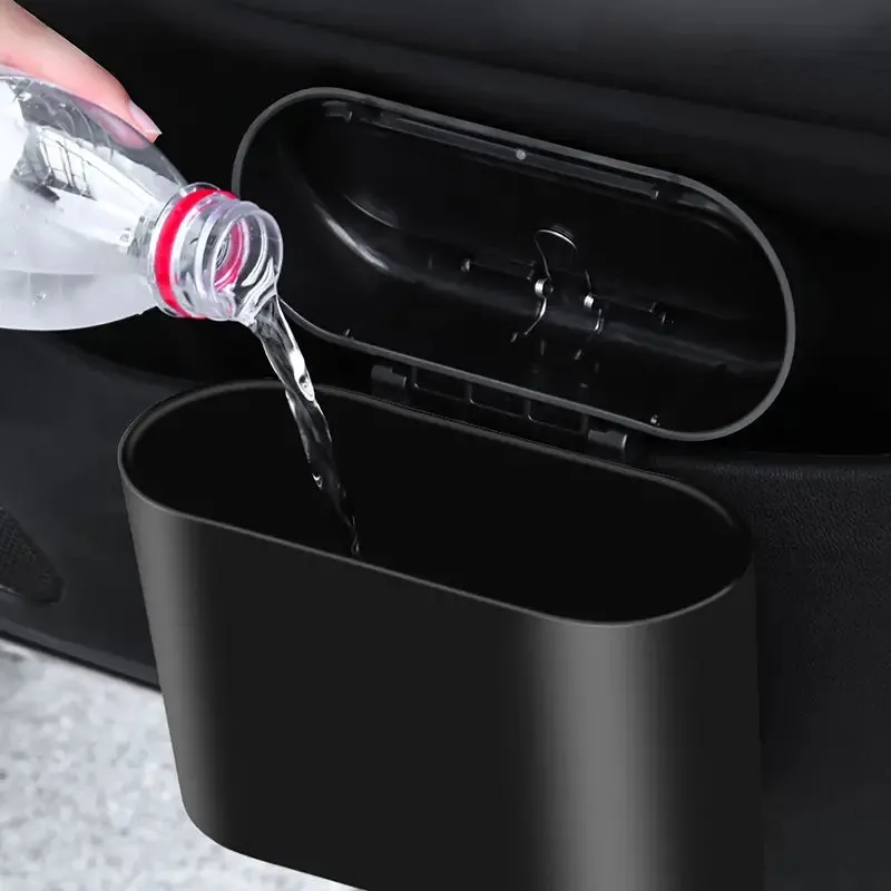 Car Trash Can with Lid Hanging Vehicle Garbage Organizer