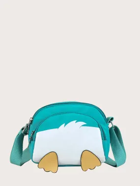 Cartoon Design Pocket Front Crossbody Bag