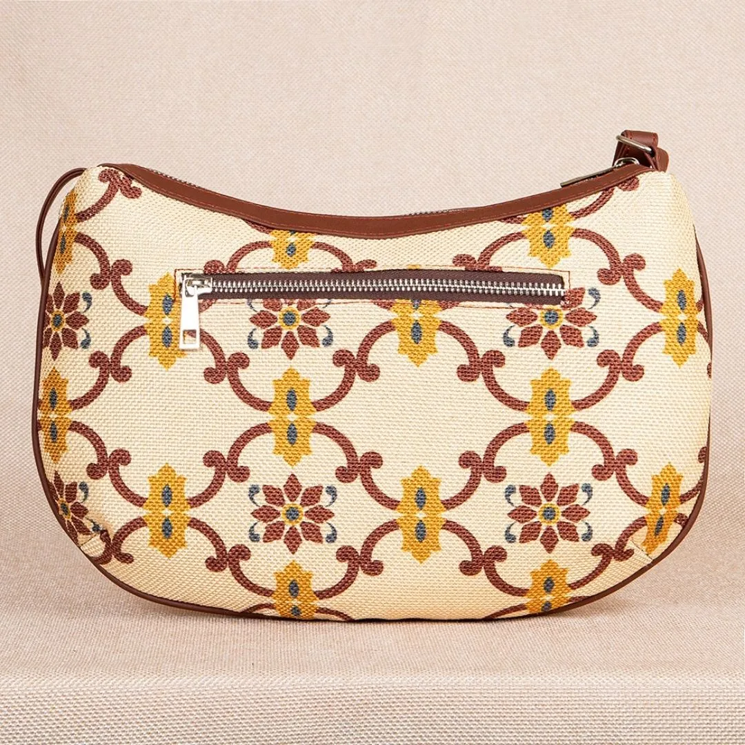 Chandra Mahal Raj Gadi Motif Structured Shoulder Bag