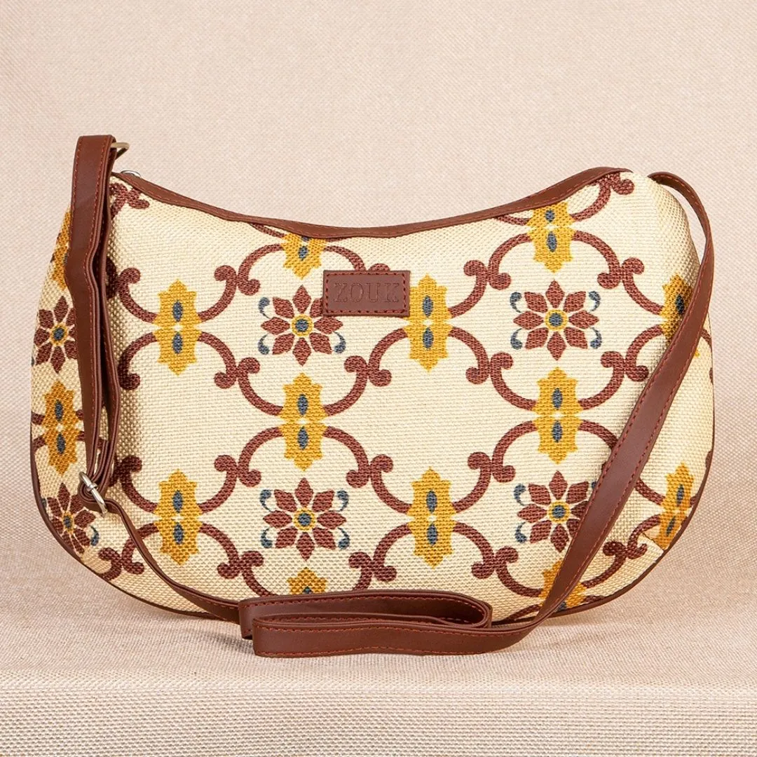 Chandra Mahal Raj Gadi Motif Structured Shoulder Bag