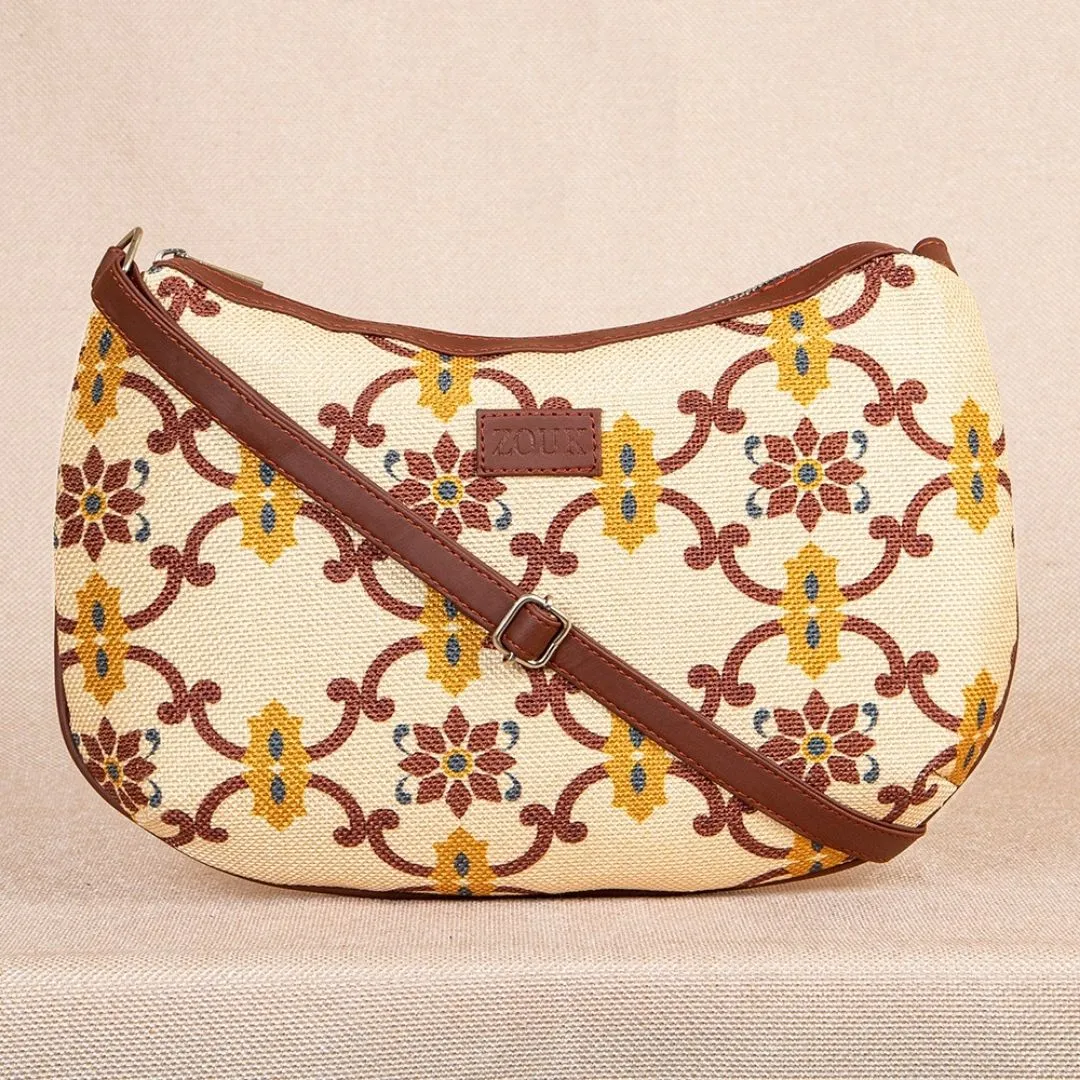 Chandra Mahal Raj Gadi Motif Structured Shoulder Bag