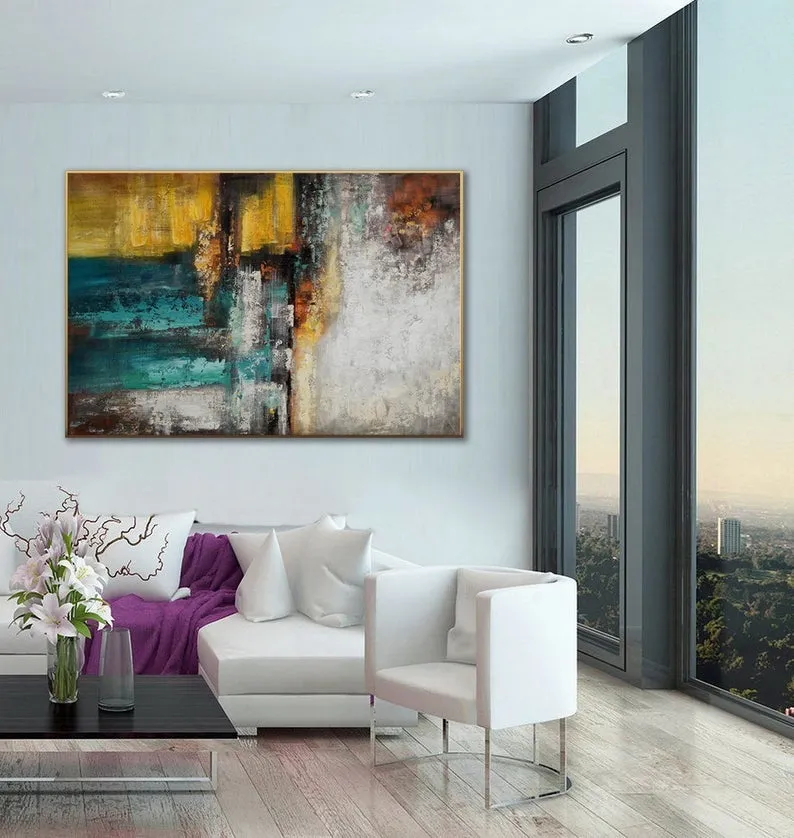 Colorful Painting Texture Palette Knife Modern Wall Art Hand Painted Sp105