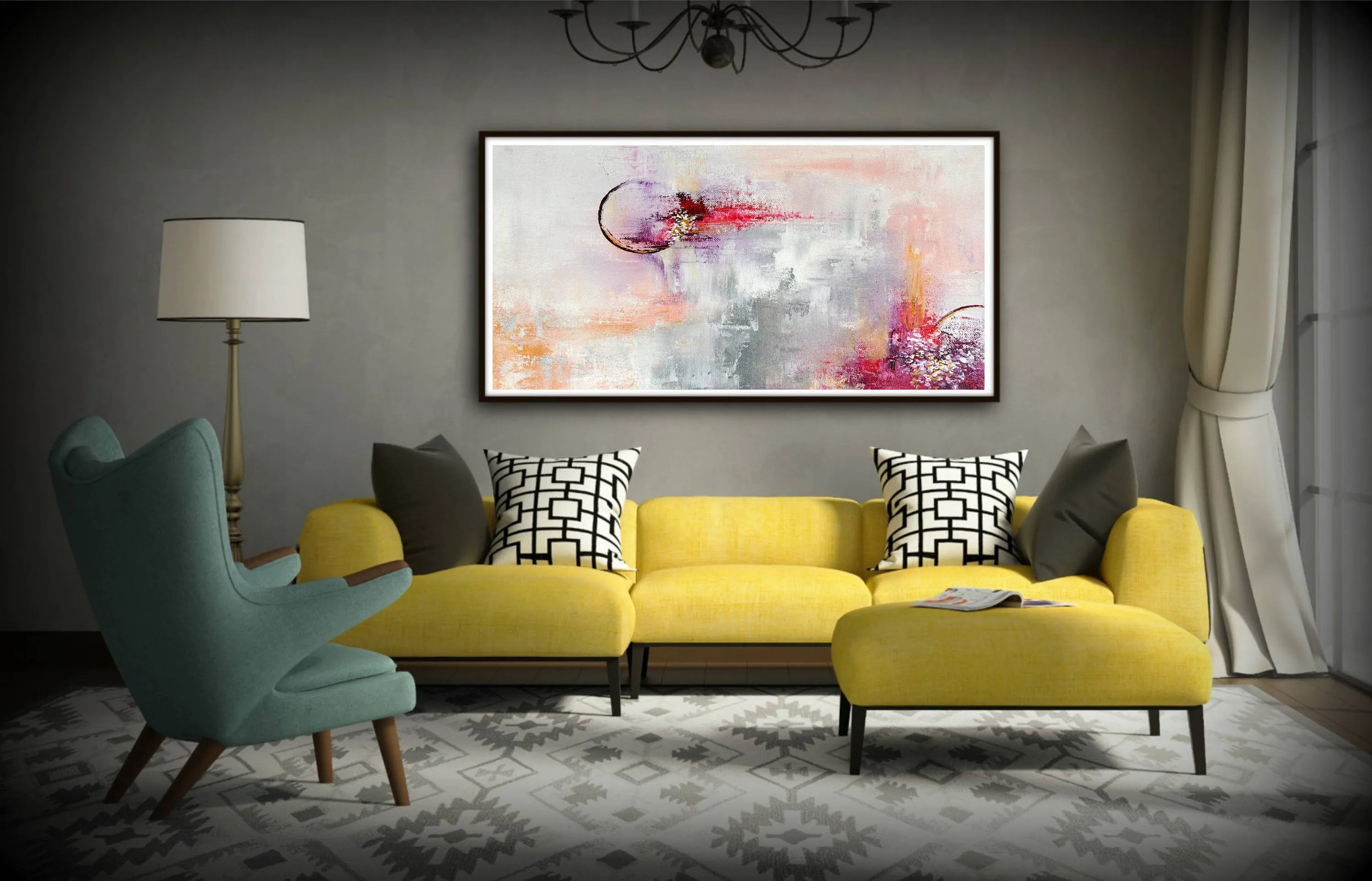 Colorful Wall Art Living Room Texture Wall Art, Knife Oil Painting Bp067