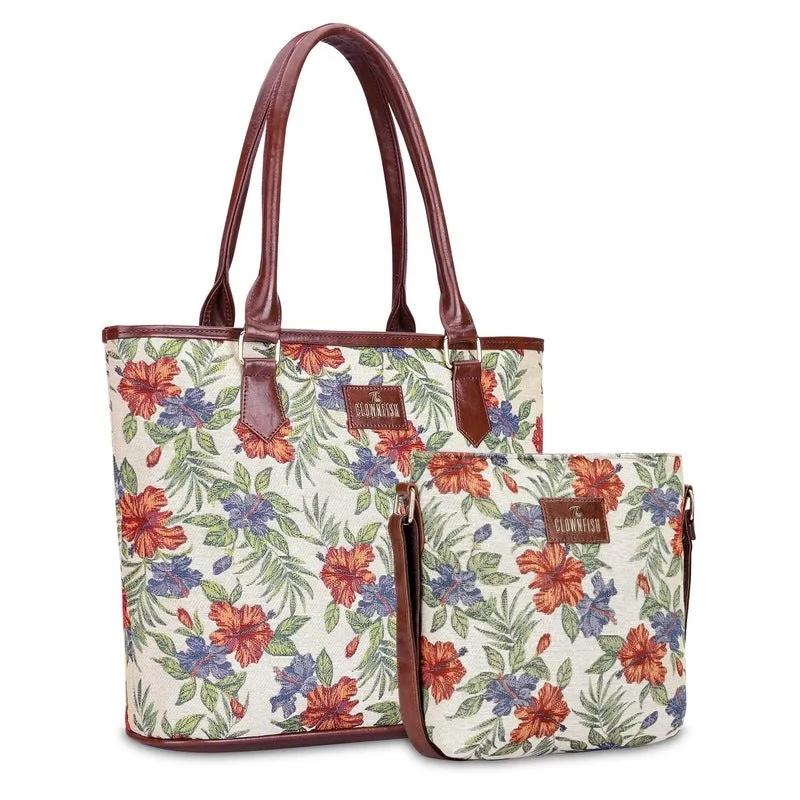 Combo: Linda Sling & Justina Handbag - Stylish, Versatile | Crossbody & Tote | 4 Pockets | Maroon-Floral