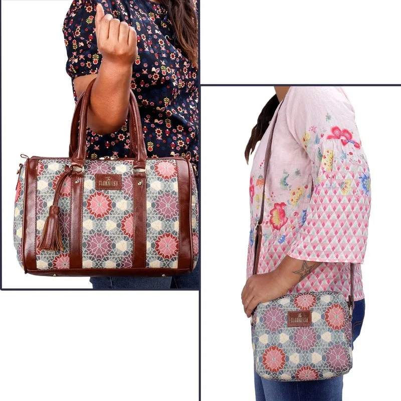 Combo: Sling Bag & Handbag with Adjustable Strap | 20.7L | Multicolour-Floral