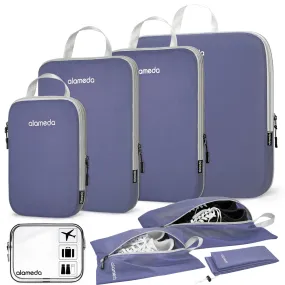 Compression Packing Cubes with Shoe Bag & Toiletry Bag - Purple, 8 Pack