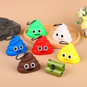 Creative Poop Shaped Pet Poop Waste Bag Dispenser Portable Pet Bin Bag Holder with Clip Pet Dog Leash Outdoor Walking and Travel