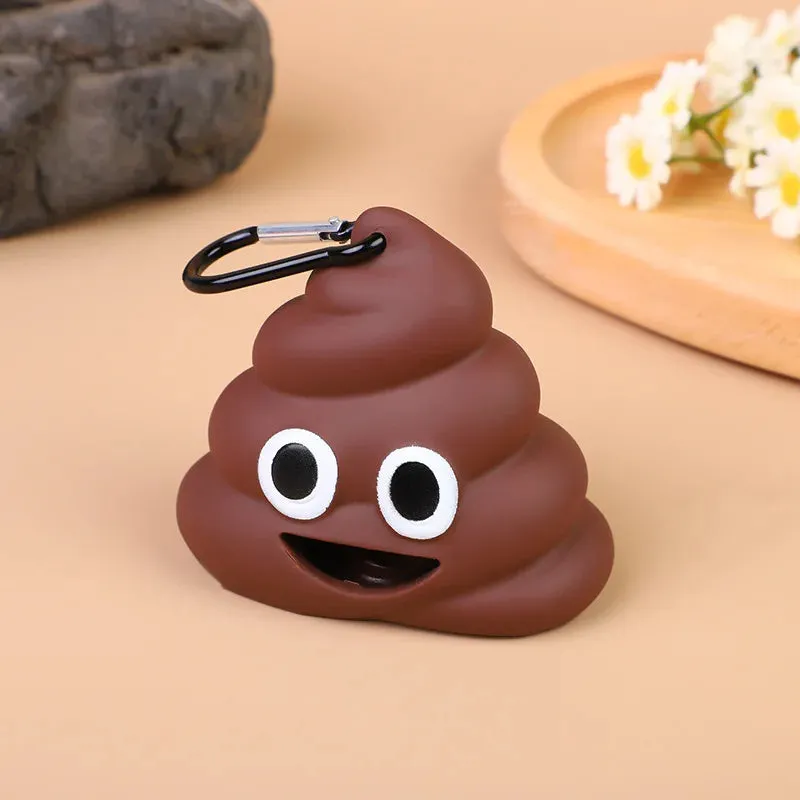 Creative Poop Shaped Pet Poop Waste Bag Dispenser Portable Pet Bin Bag Holder with Clip Pet Dog Leash Outdoor Walking and Travel