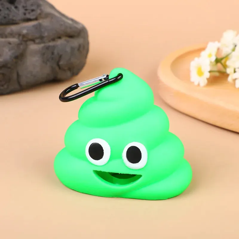 Creative Poop Shaped Pet Poop Waste Bag Dispenser Portable Pet Bin Bag Holder with Clip Pet Dog Leash Outdoor Walking and Travel