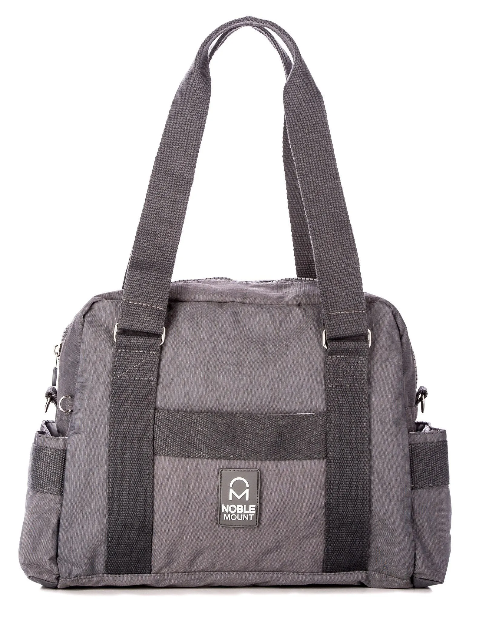 Crinkle Nylon Heavy Duty Everyday Satchel Handbag - Dark Grey