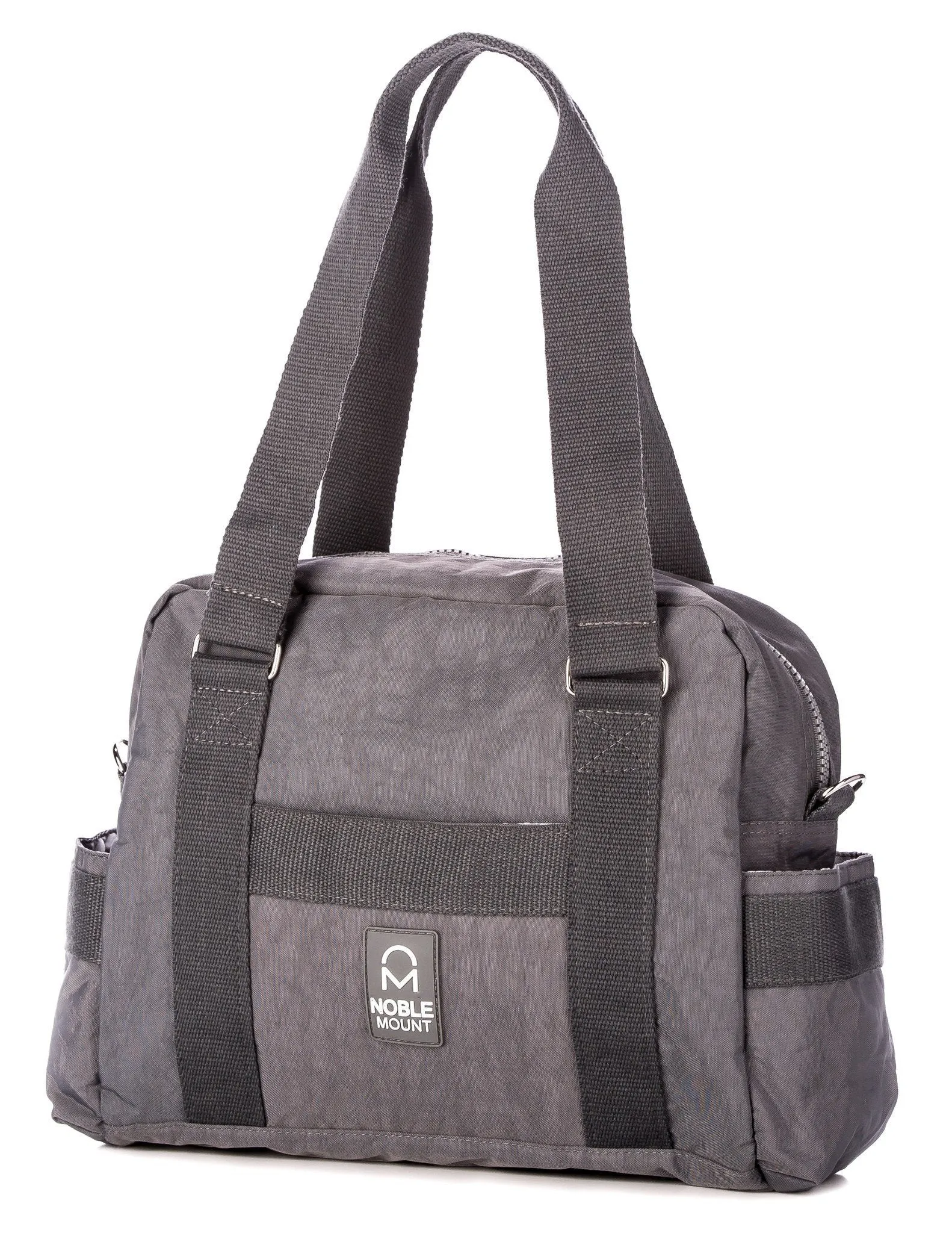 Crinkle Nylon Heavy Duty Everyday Satchel Handbag - Dark Grey